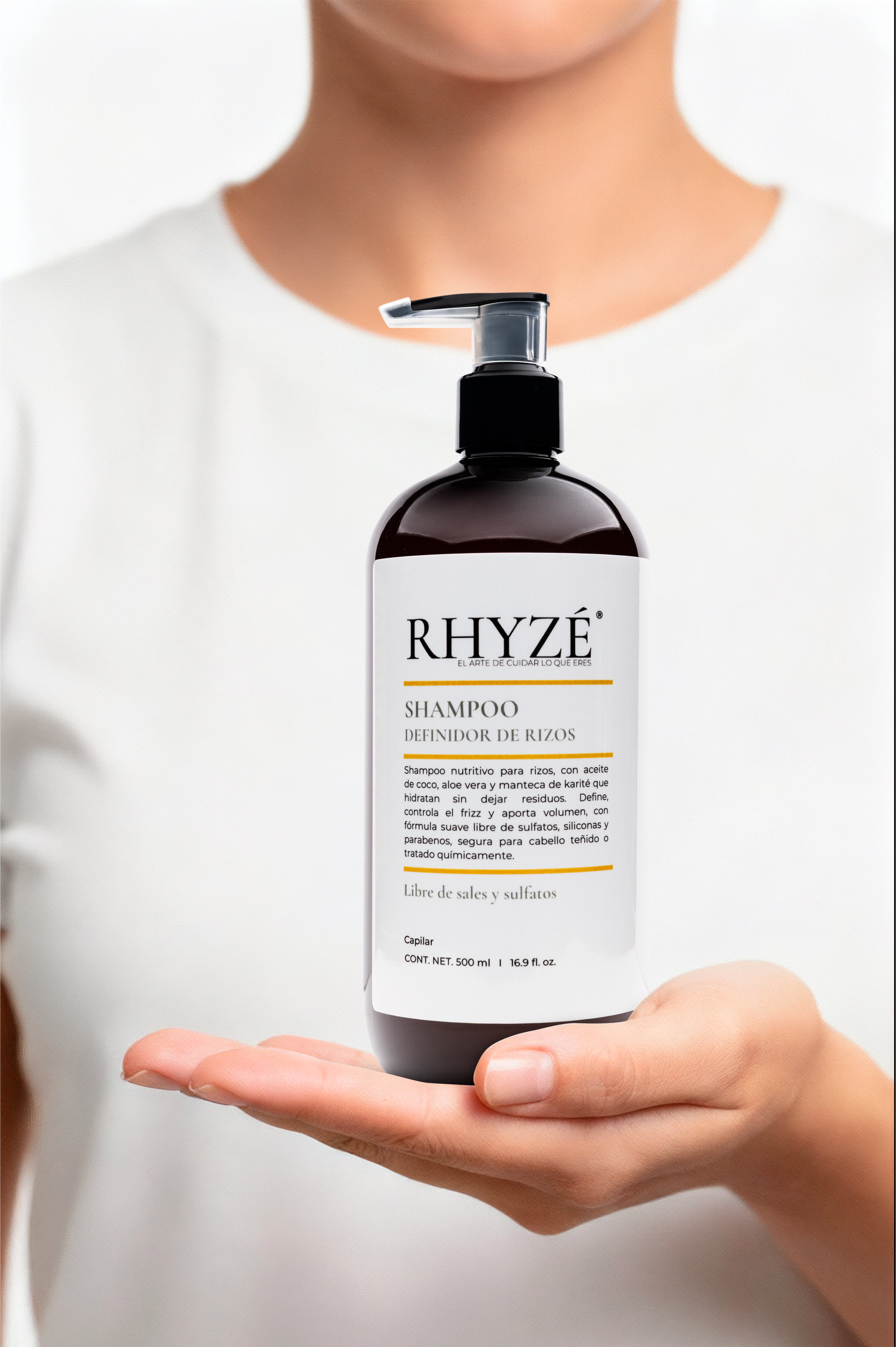 Shampoo Definidor de Rizos RHYZÉ® | Hidratación, control de frizz y definición natural | Libre de sales y sulfatos | 500 ml
