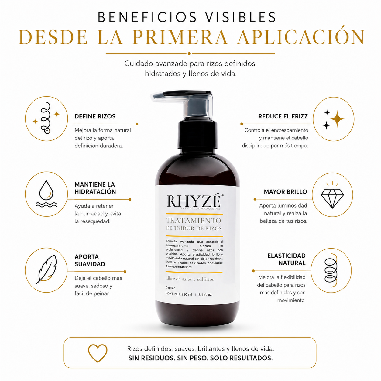 Tratamiento Definidor de Rizos RHYZÉ | Hidratación + Control del Frizz | 250 ml