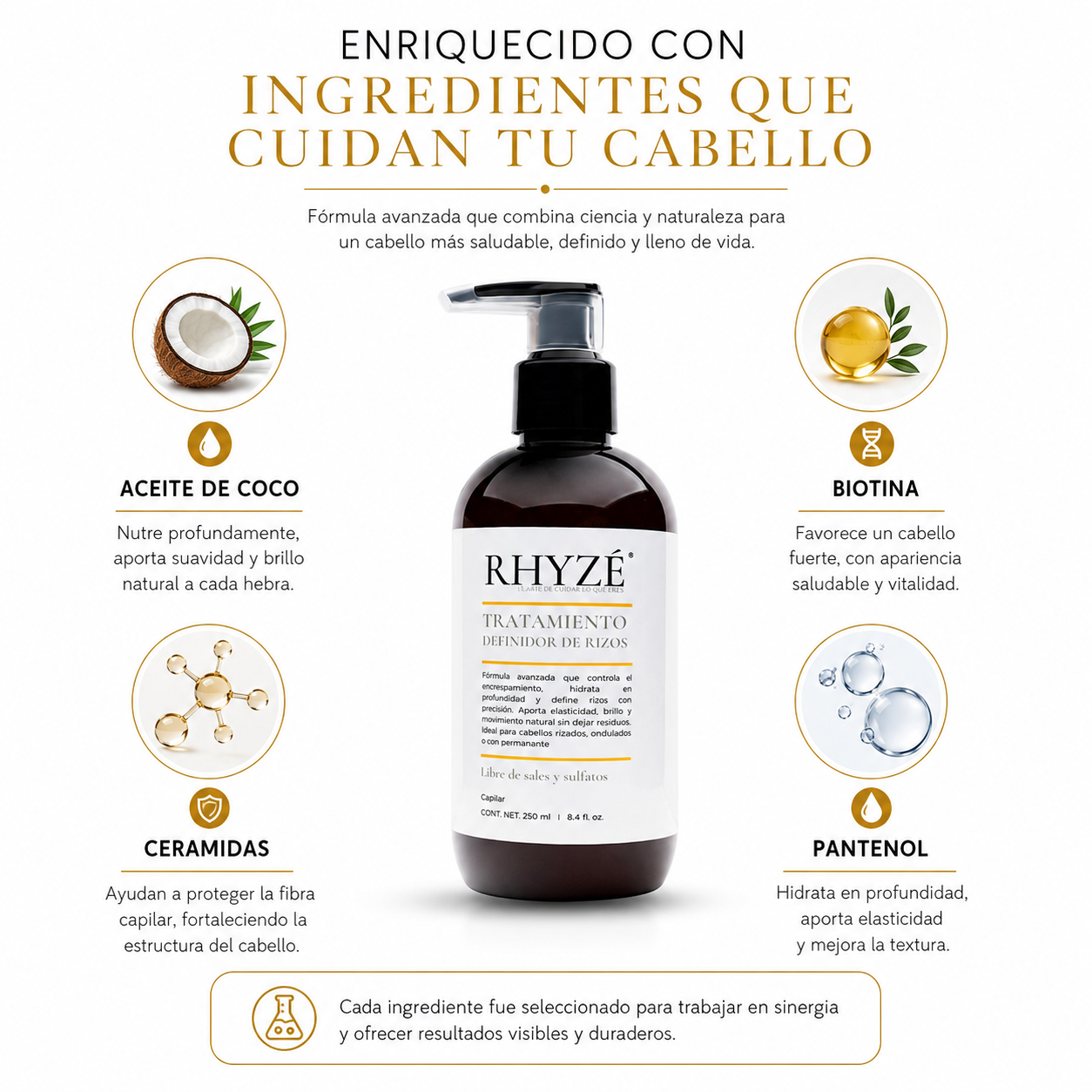 Tratamiento Definidor de Rizos RHYZÉ | Hidratación + Control del Frizz | 250 ml