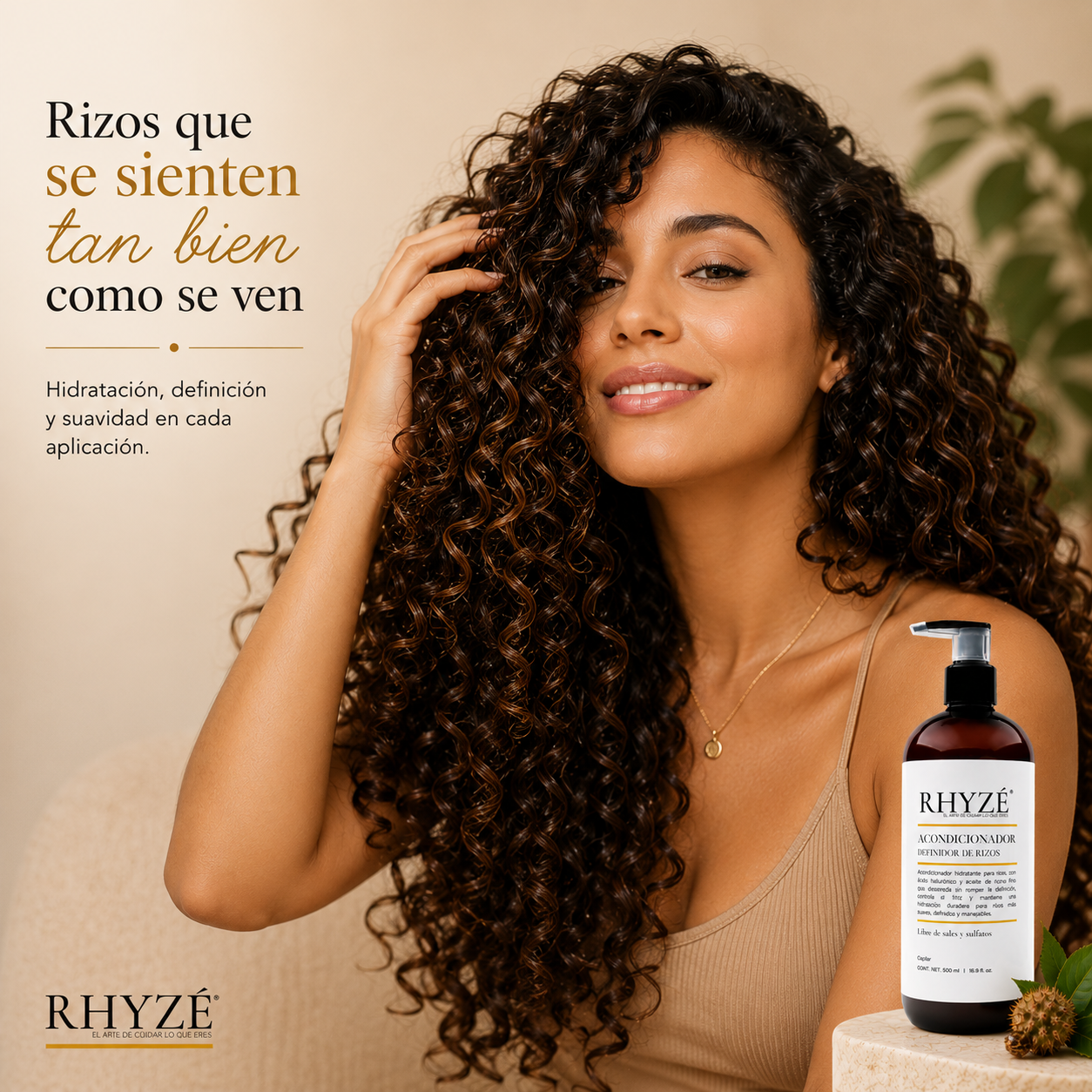 Acondicionador Definidor de Rizos RHYZÉ® | Hidratación + Control de Frizz | Libre de Sales y Sulfatos | 500 ml