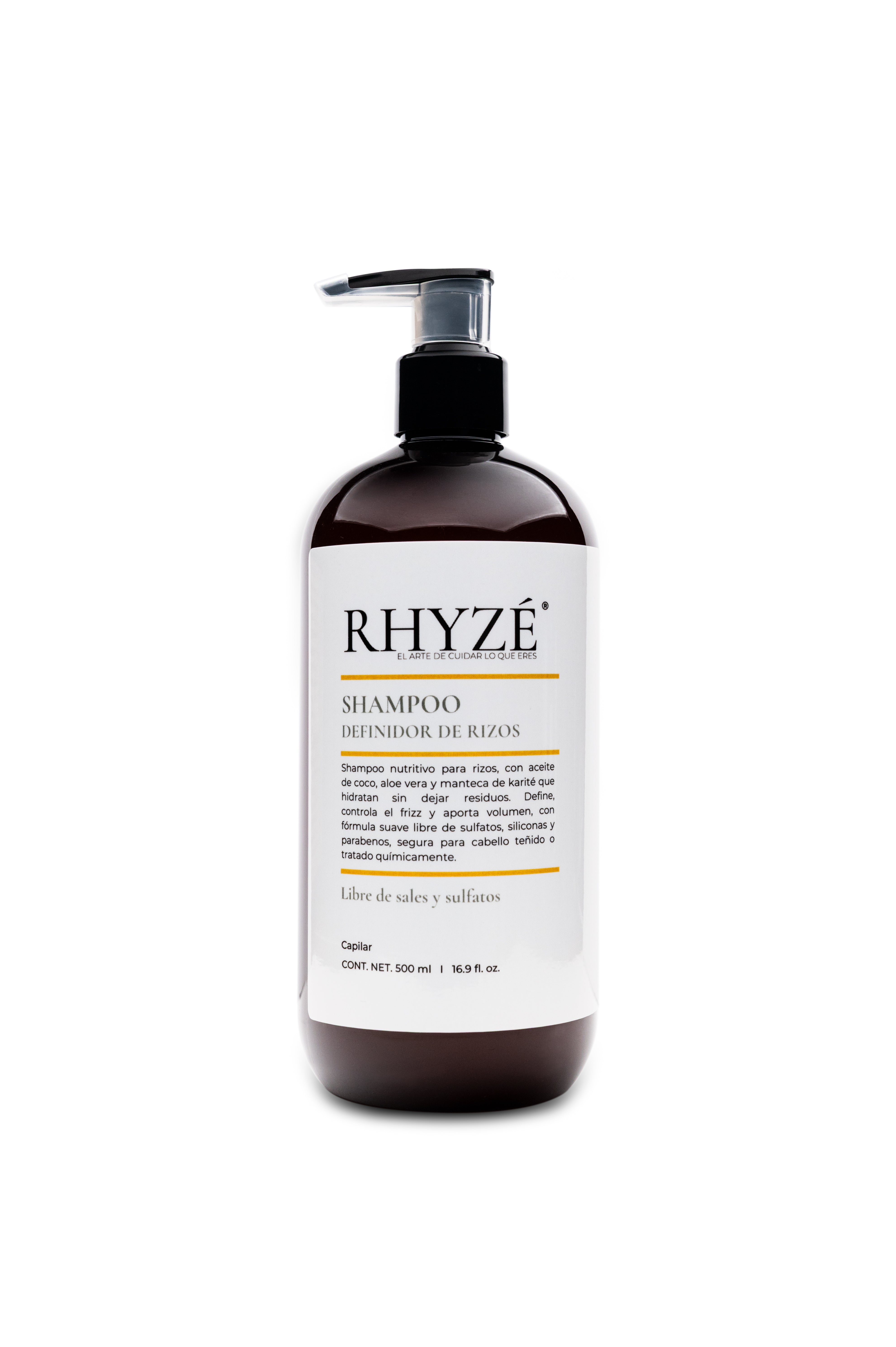 Shampoo Definidor de Rizos RHYZÉ® | Hidratación, control de frizz y definición natural | Libre de sales y sulfatos | 500 ml